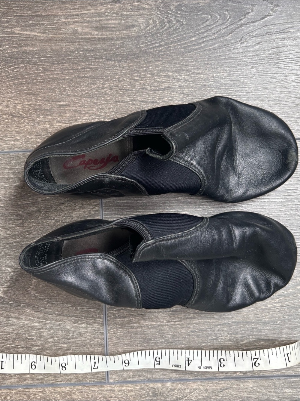 Capezalo Black Leather Slip-On Dance Shoes
